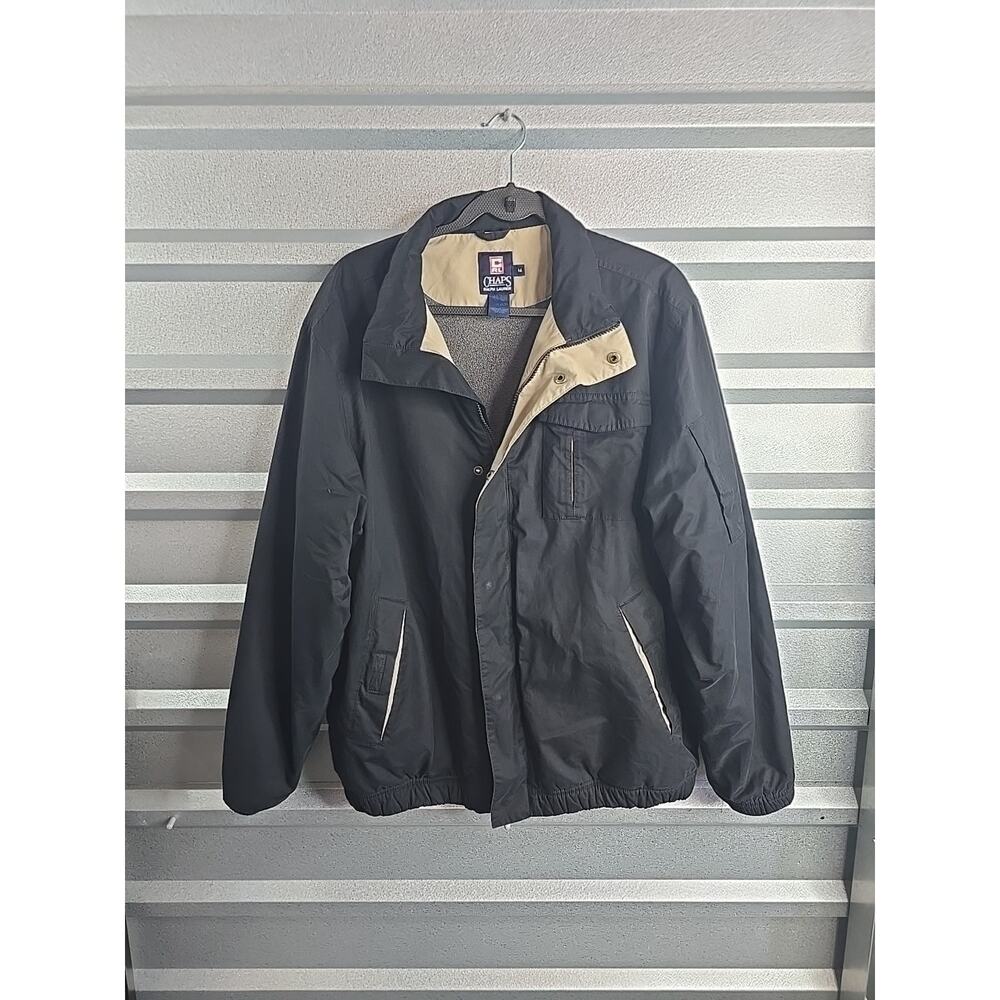 Chaps Ralph Lauren Mens Jacket Medium Black Lightweight Zip Windbreaker